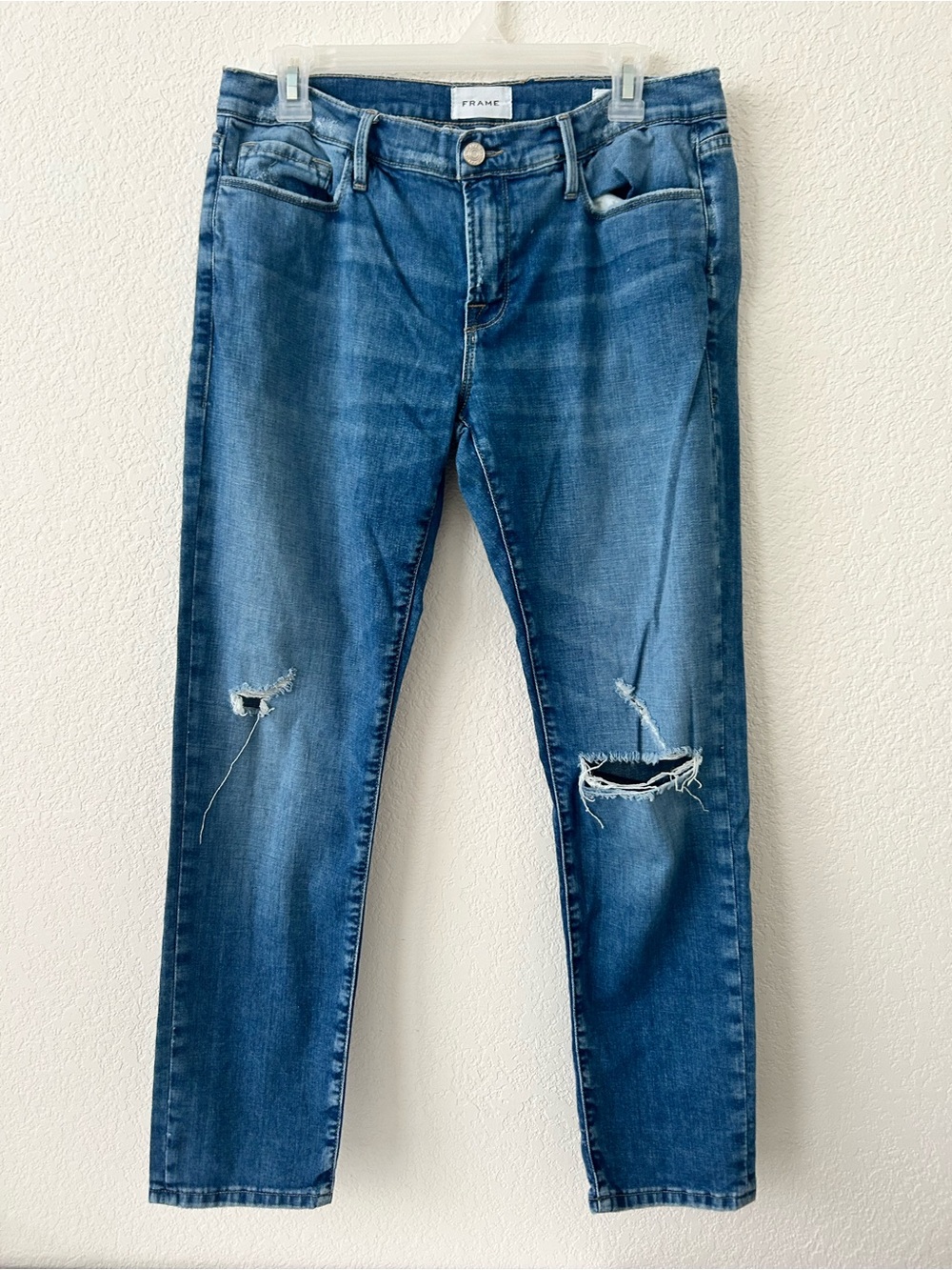 Frame Denim Blue Distressed Slim Jeans le garçon sz 27